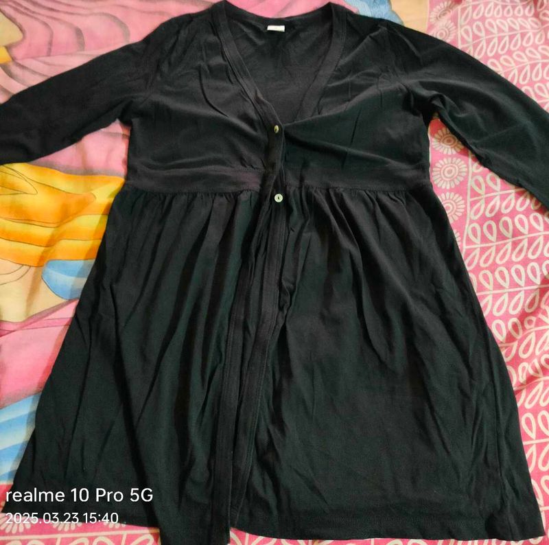 Black Button-Down Top