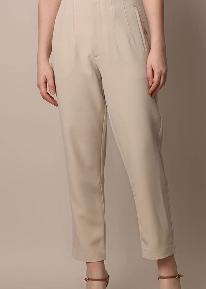 Beige Cropped Trousers