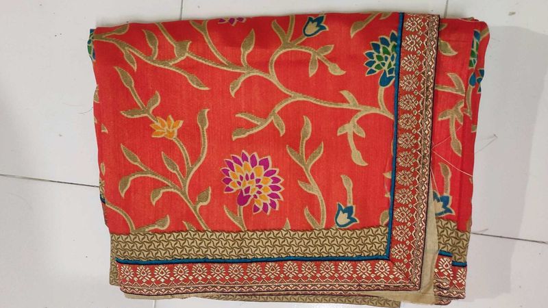 New Orange Printed Saree