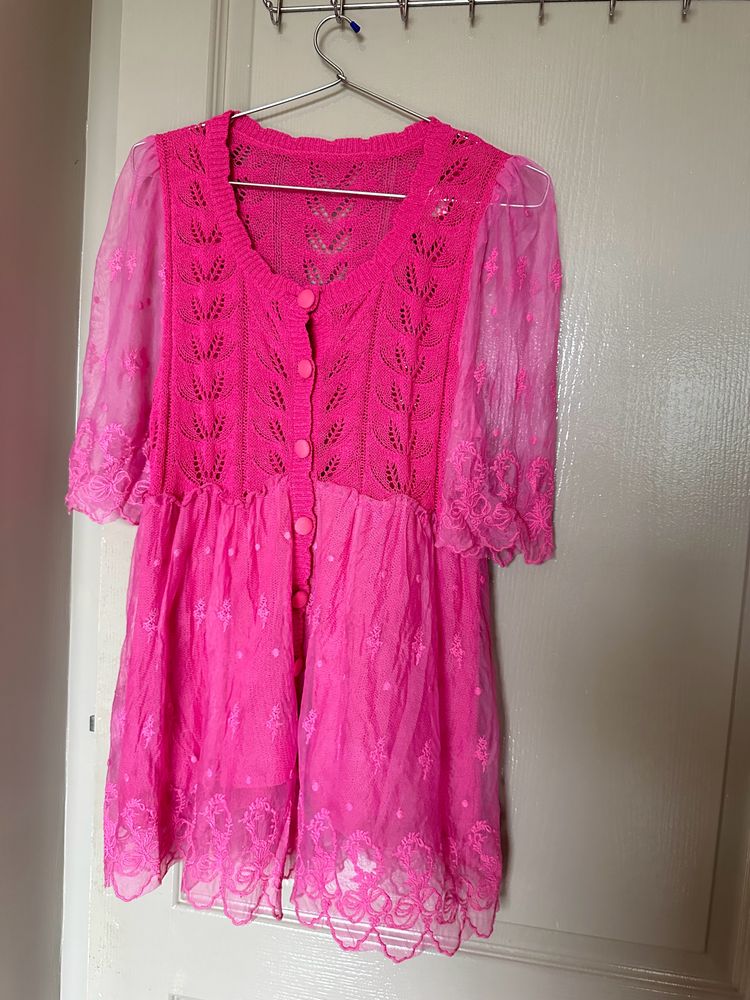 Hot Pink Womens Top- M