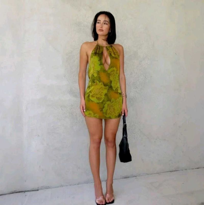 Green Floral Mini Dress