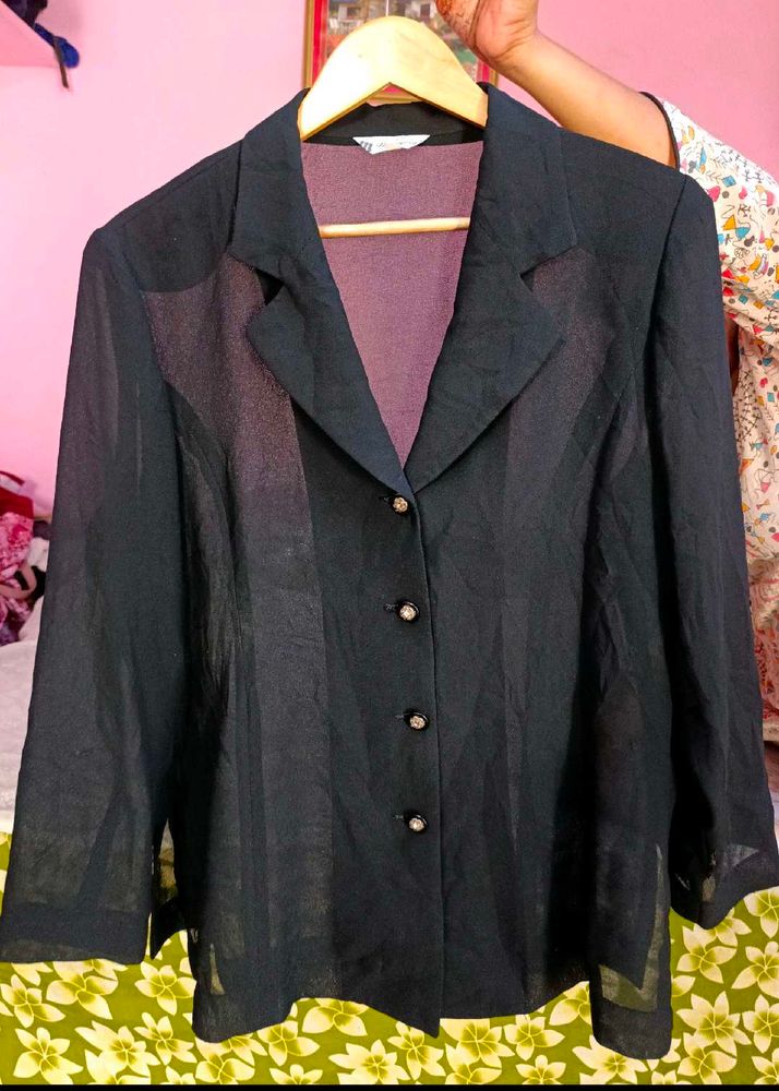 Korean Sheer Black Blazer/ Coat (Women's)