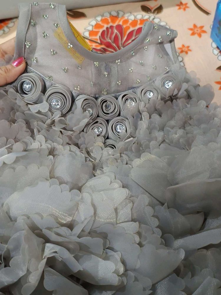 Elegant Gray Flower Girl Dress