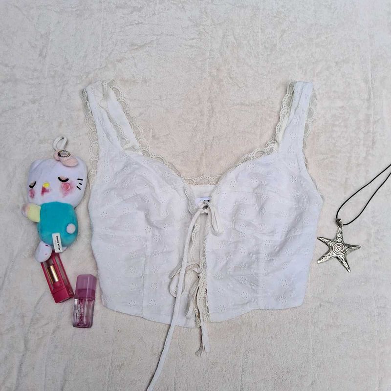 Printerest Coquette Core Cute Lace Top