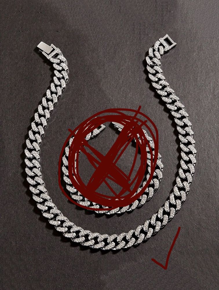 Link Chain Necklace with Rhinestone Anti Tarnish