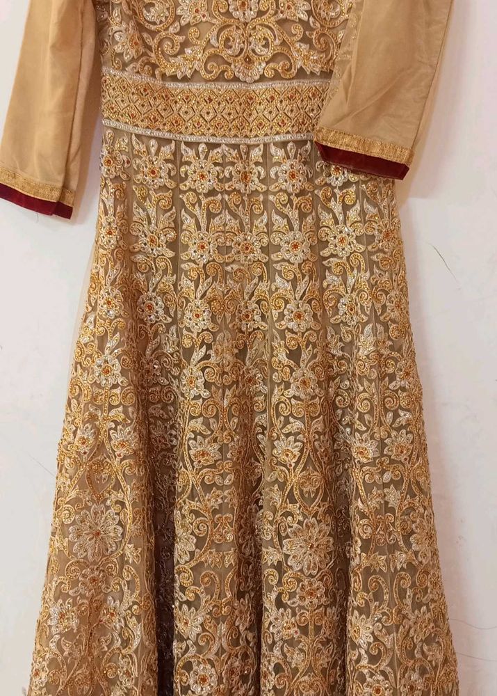 Elegant Gold Embroidered Anarkali