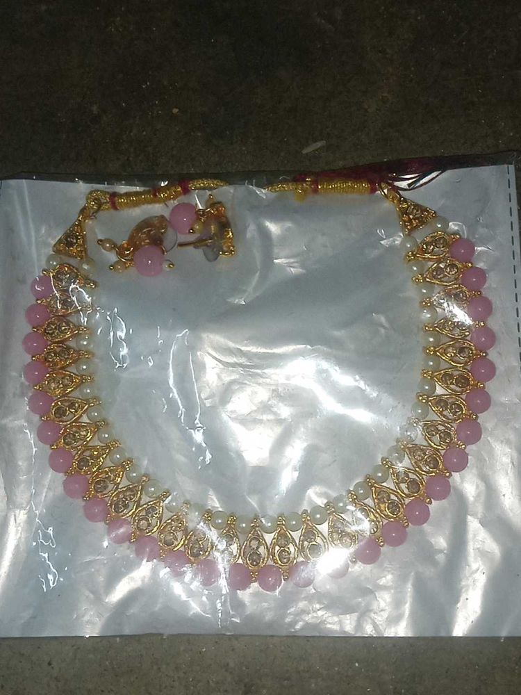 Pink Beaded Necklace Set