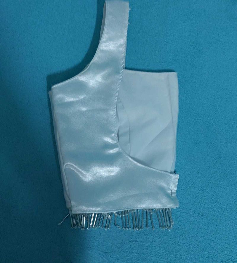 Black And White Satin Blouse Combo