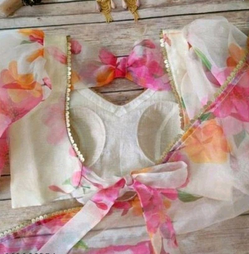Bollywood Floral Organza Saree