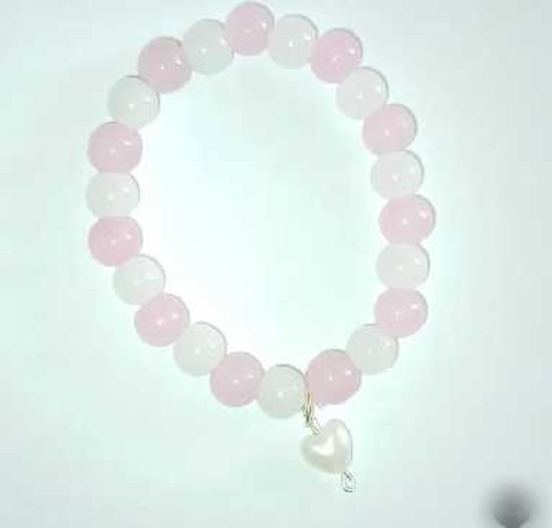 Pink &amp; White Beaded Bracelet