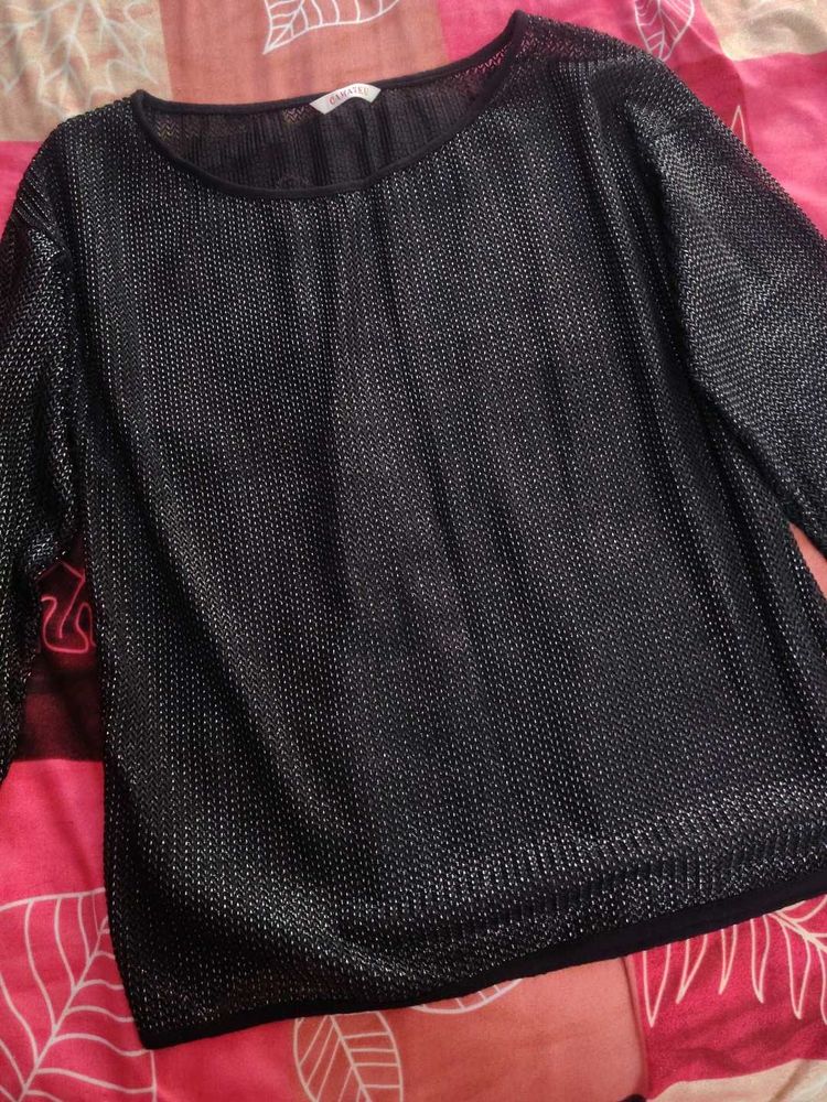 Sparkly Black Long Sleeve Top