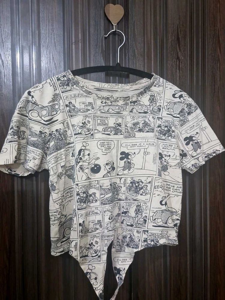 Cartoon Print Crop Top