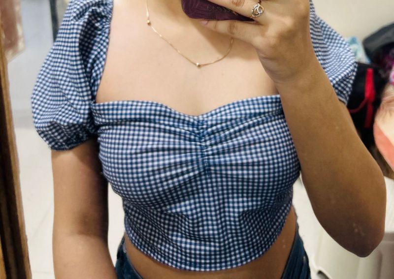 Checkered Blue Top