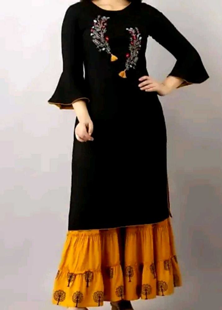 Elegant Black Embroidered Kurta Set