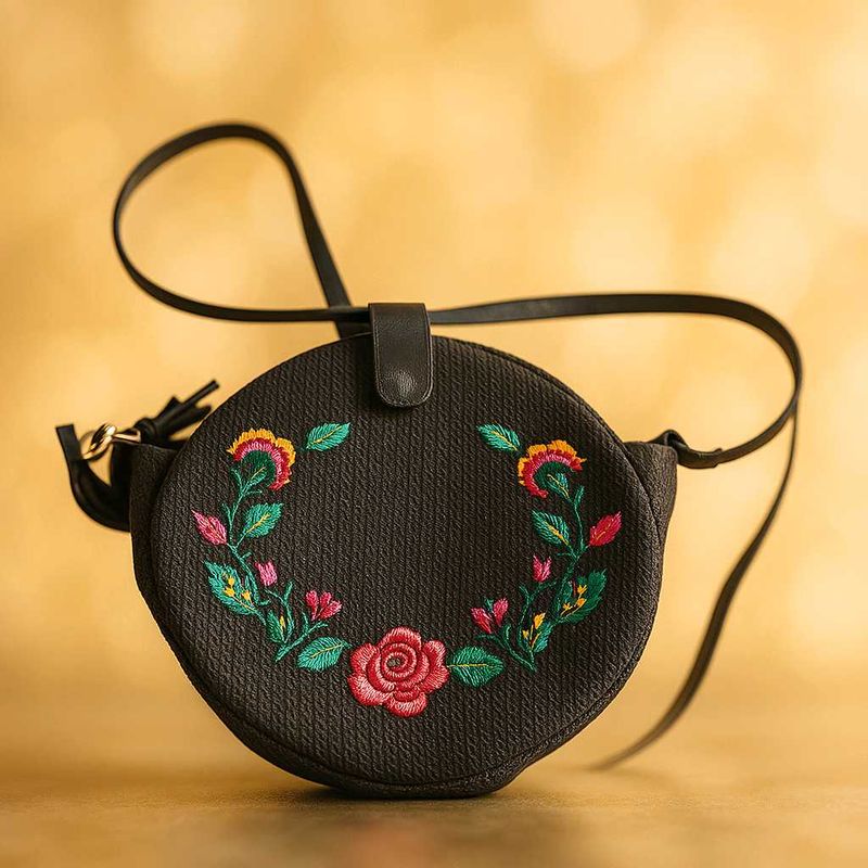 Black Embroidery Bag
