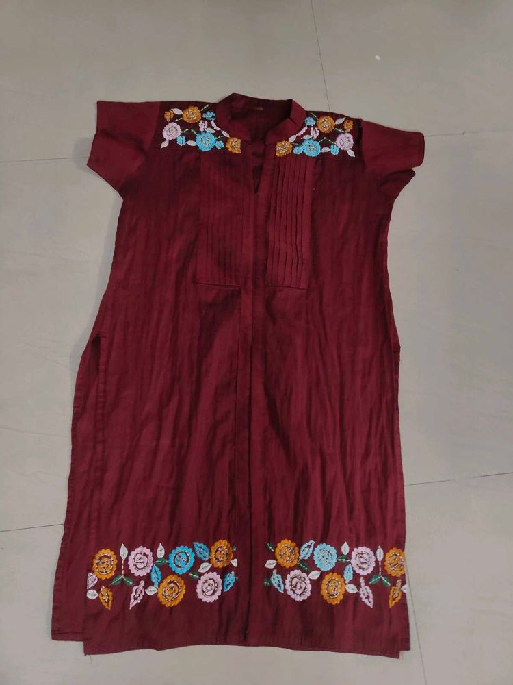 Art Silk Kurti With Embroidery