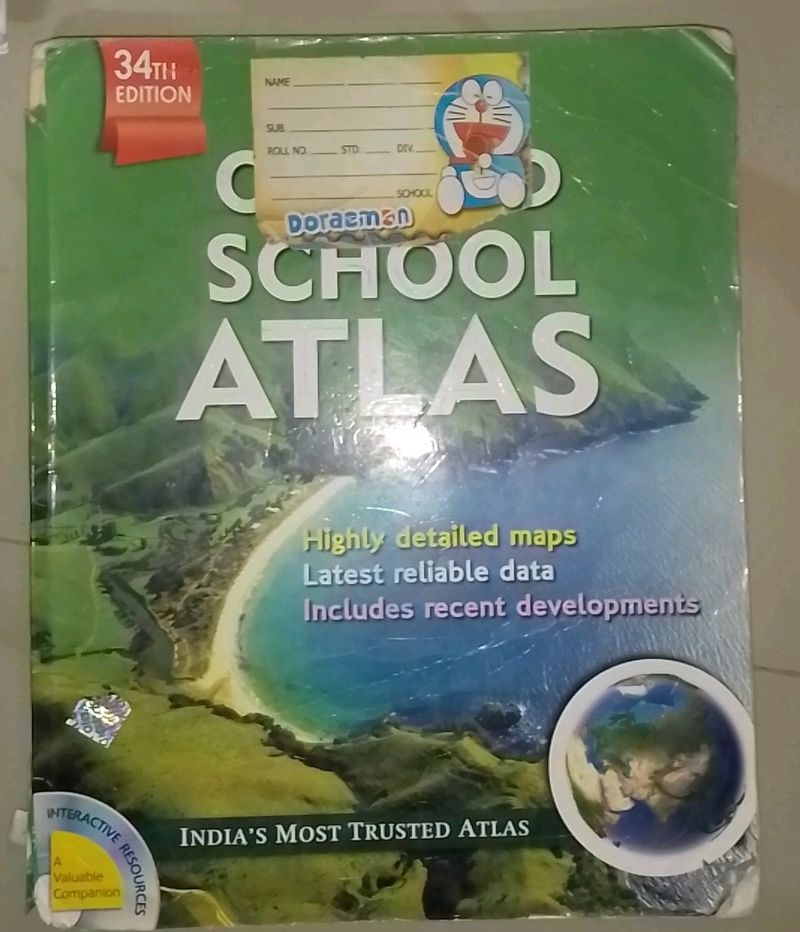 OXFORD SCHOOL ATLAS 34 GEOGRAPHY WORLD MAP STUDENT