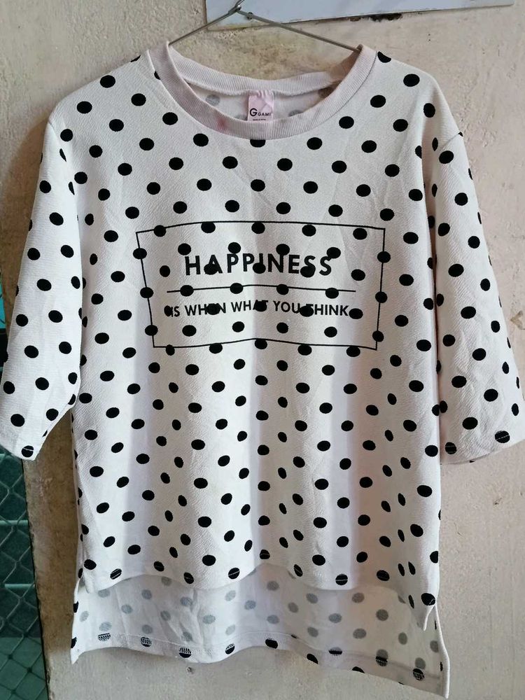 White And Black Polka Dot T Shirt