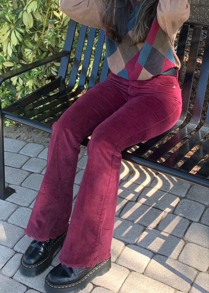 Forever 21 Burgundy Corduroy Flare Pants