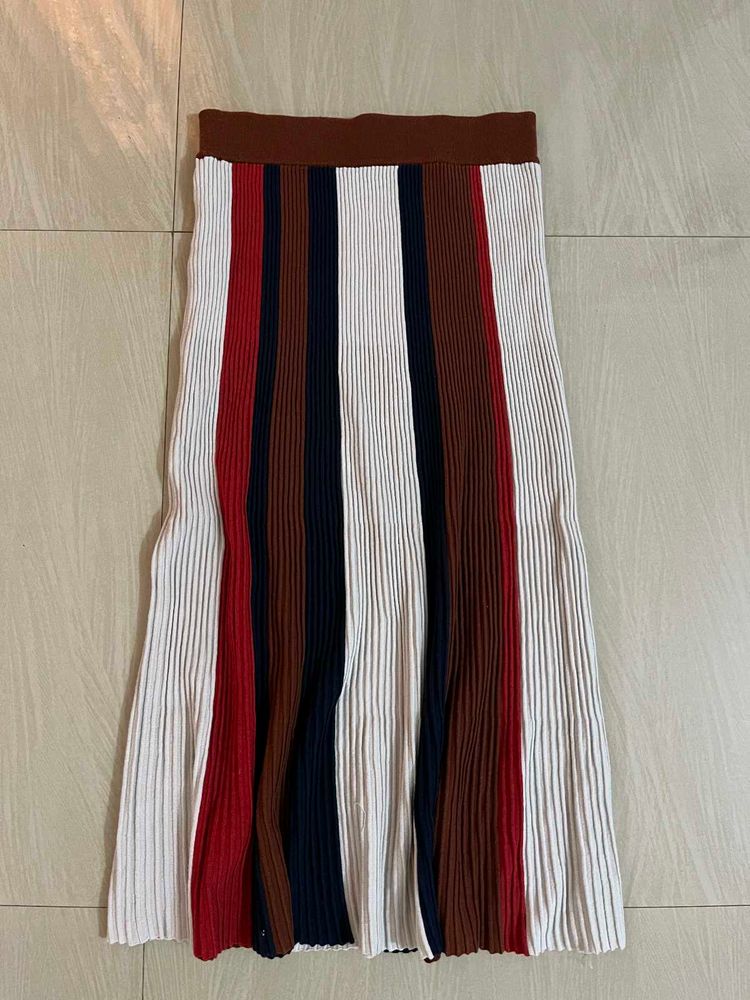 Striped Pleated Skirt