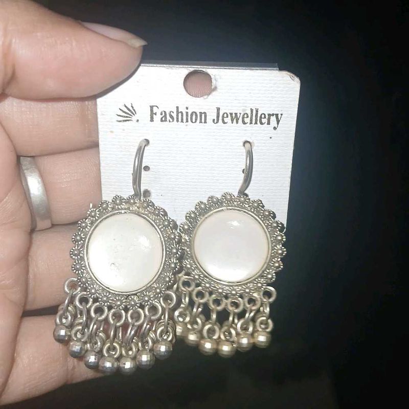 Boho Silver Jhumka Earrings