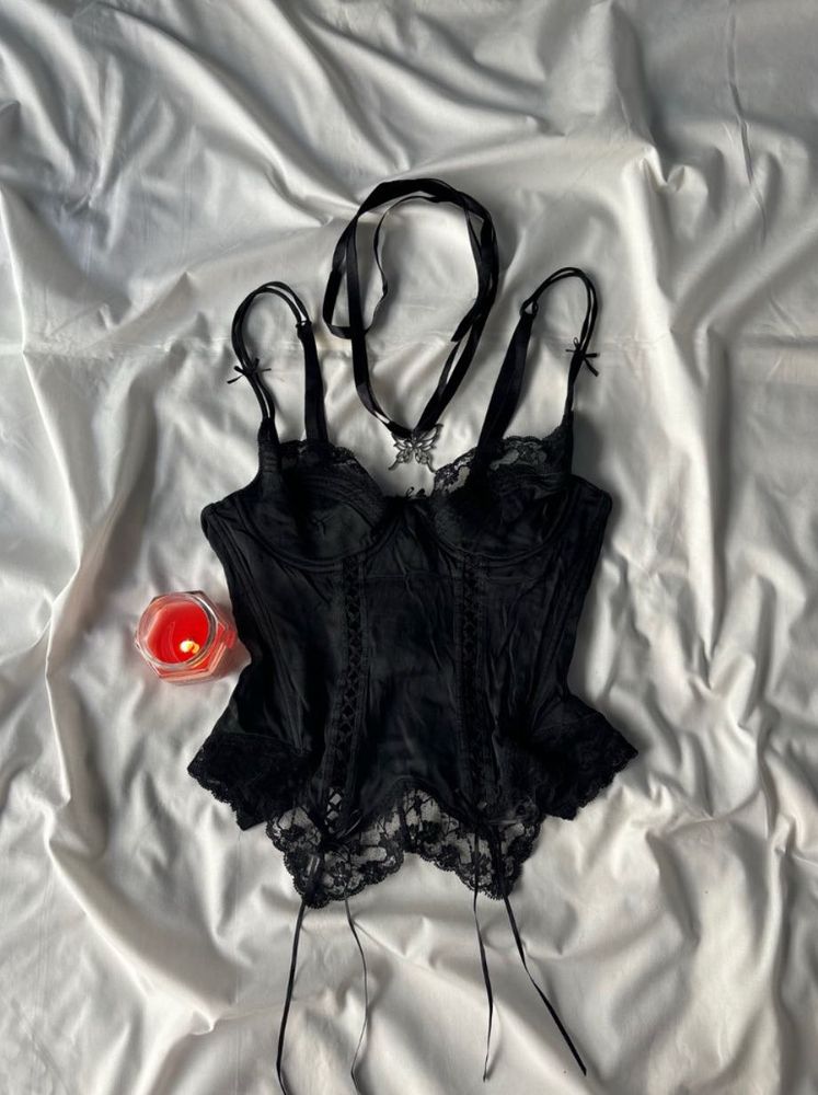 Vintage Black Baby Doll Corset Top