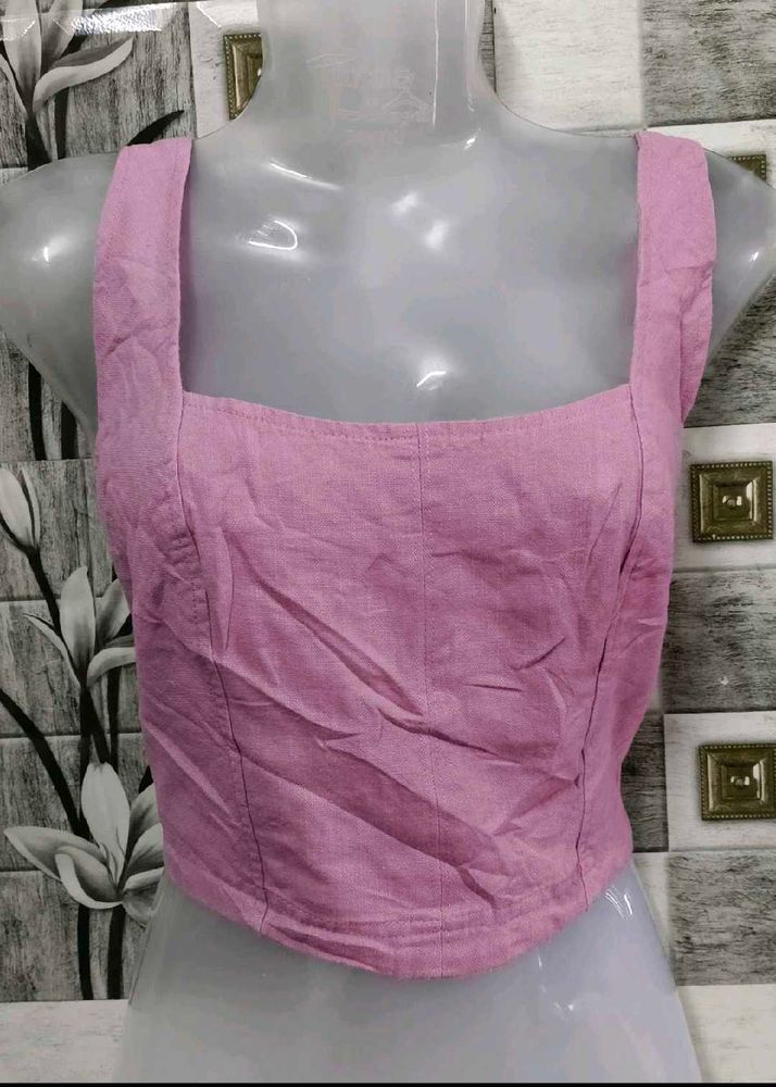 Pink Corset Style Crop Top