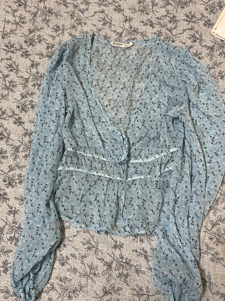 blue full sleeves top for women
