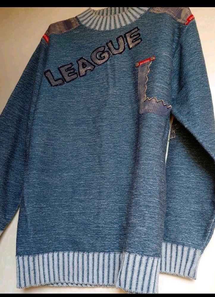 League wool Blue Sweater..