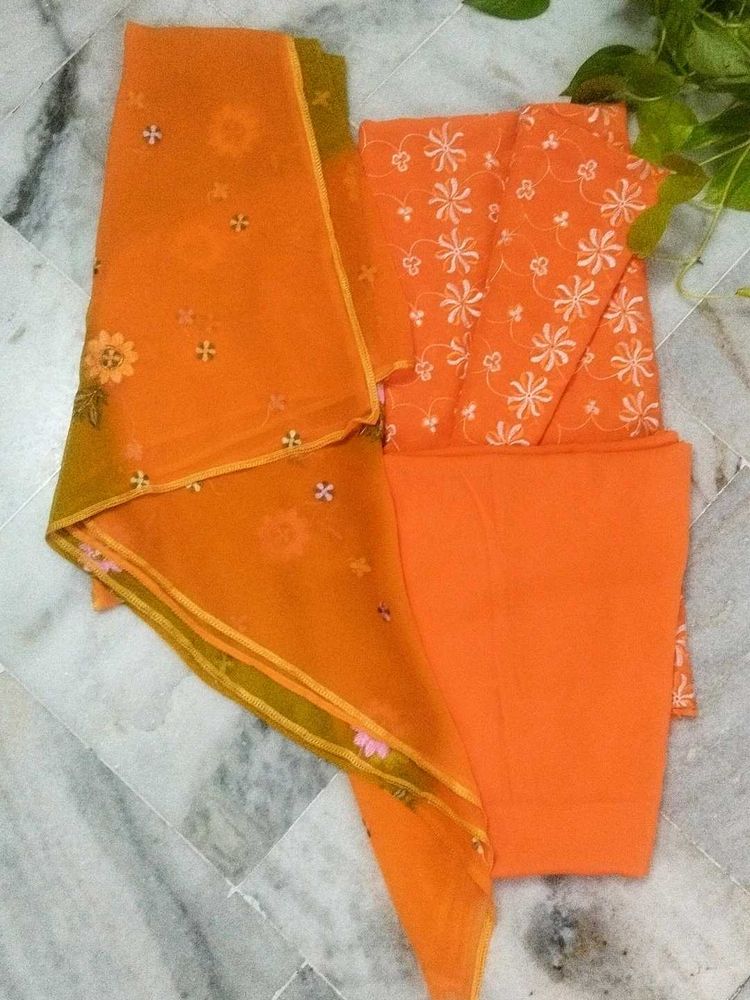 Radiant Rust Embroidered Unstitched Suit Set