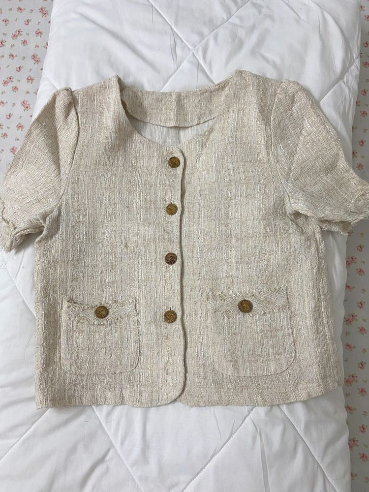 Viral Buttoned Top In Khakhi Color