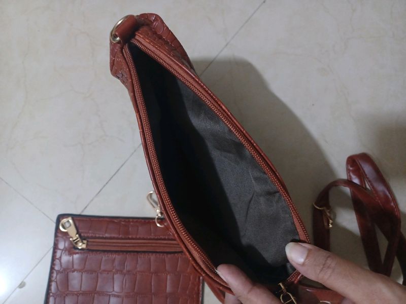 New unused tan Sling Bag With Coin Purse