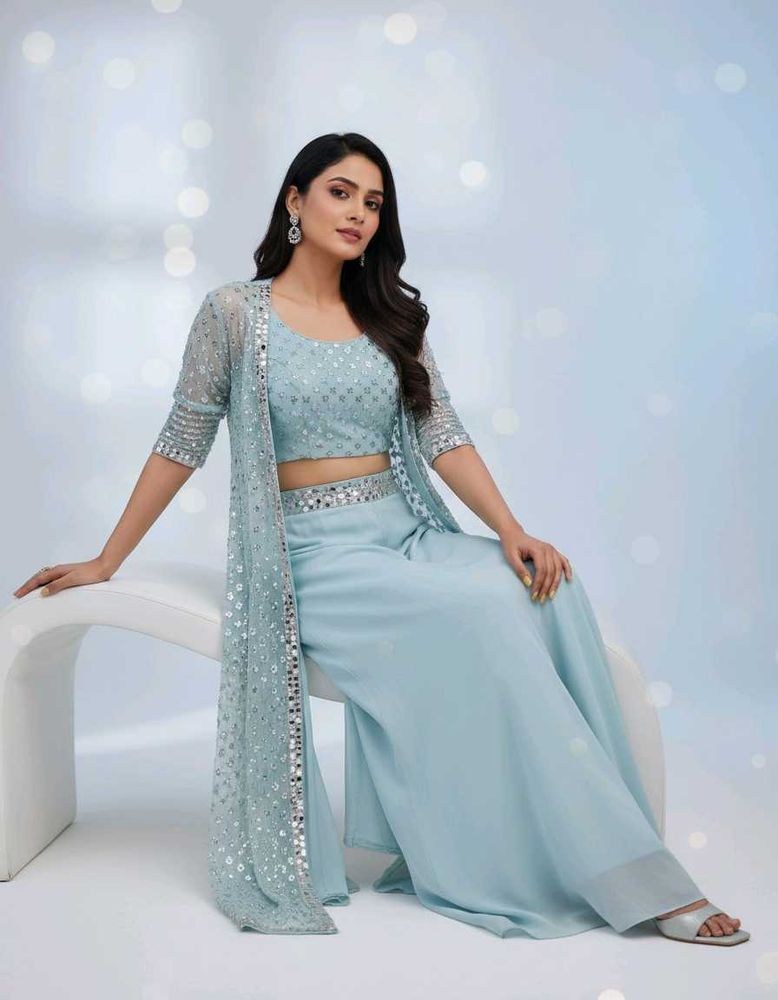 Sky Blue Kurta Set &amp; Shrug