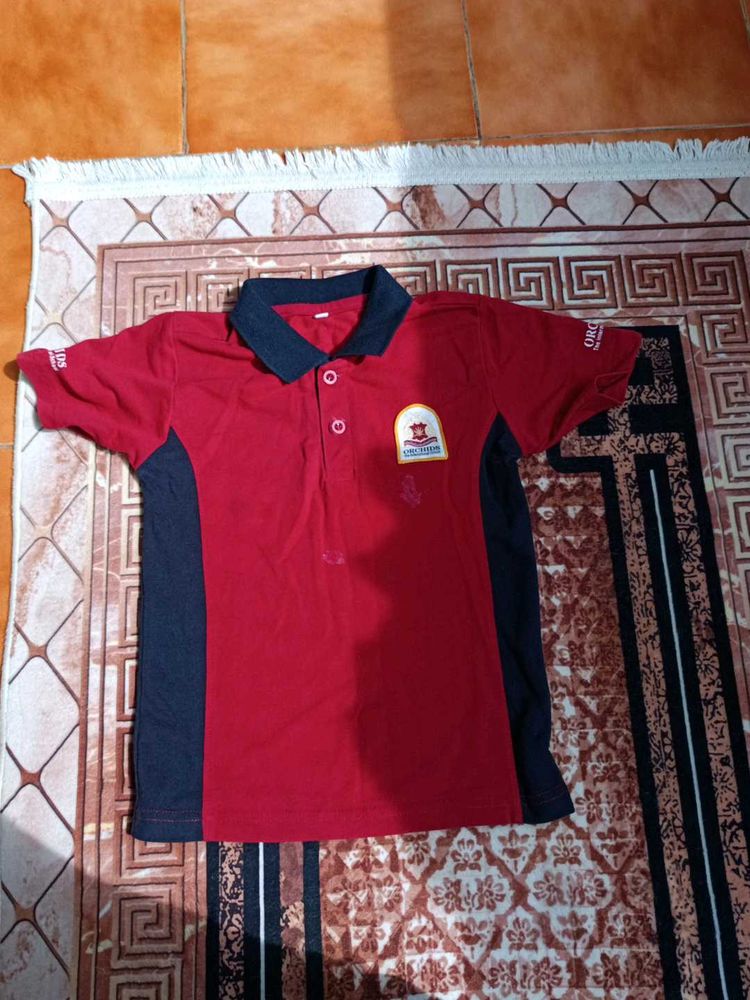 Red &amp; Black School Polo T-Shirt