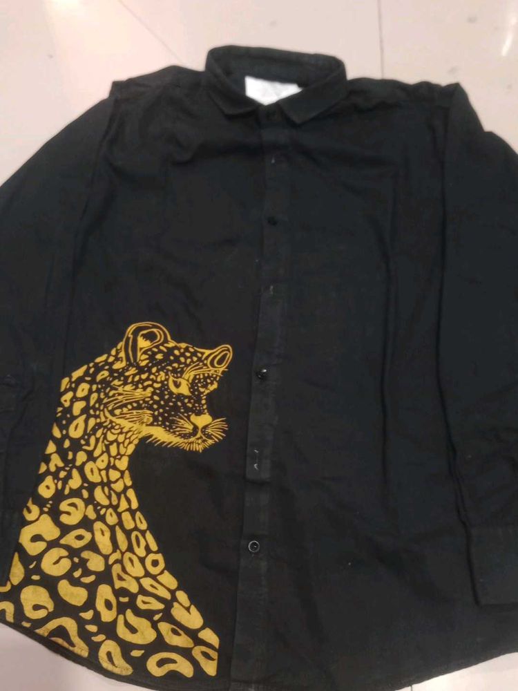Black Panther Print Button-Down