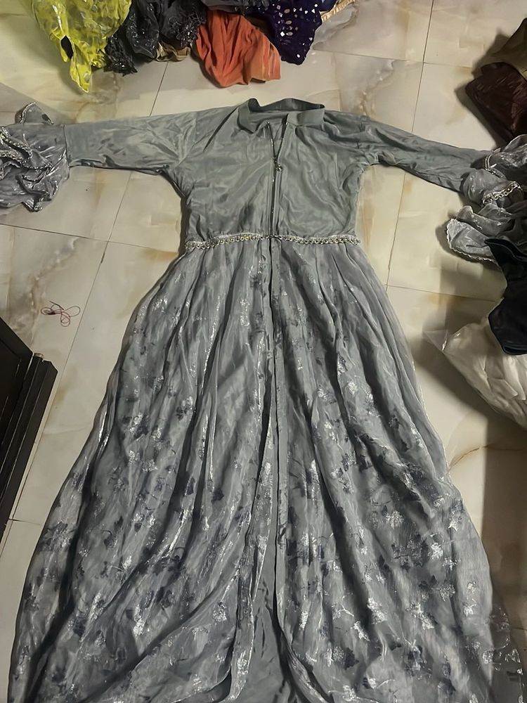 Elegant Silver Maxi Dress