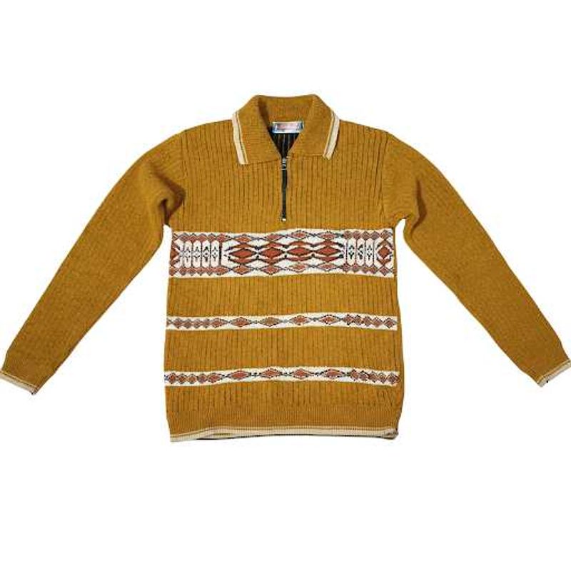 Vintage Mustard Sweater - Patterned Knit