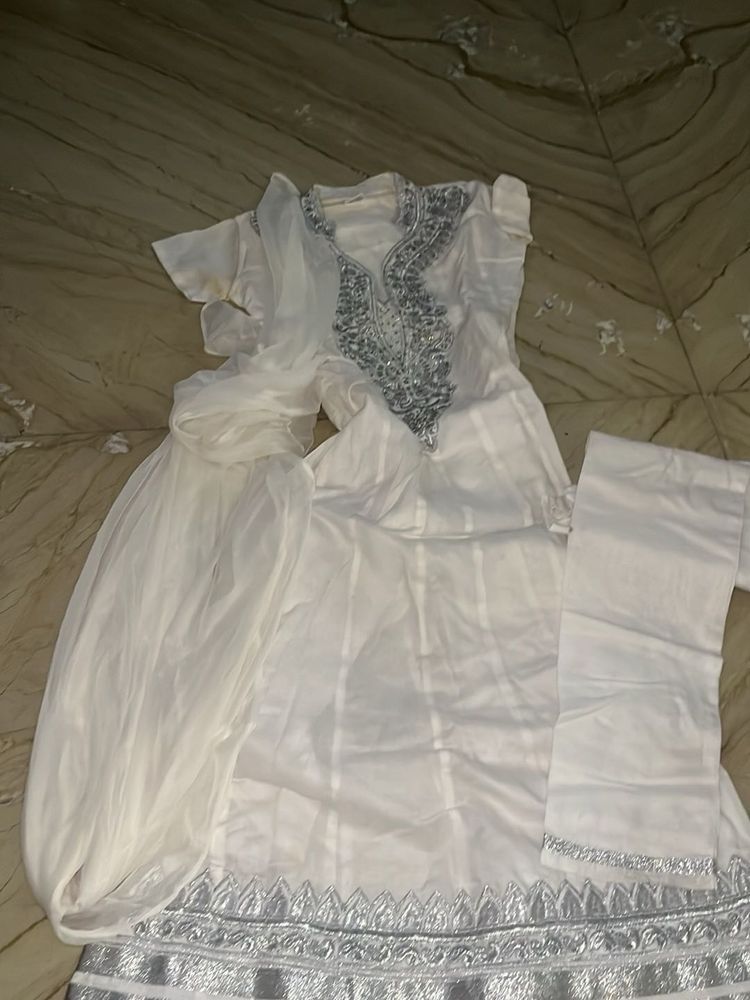 White Embroidered Kurta Set