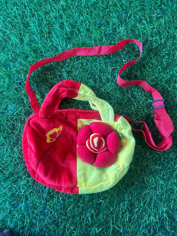 Red &amp; Yellow Plush Flower Purse