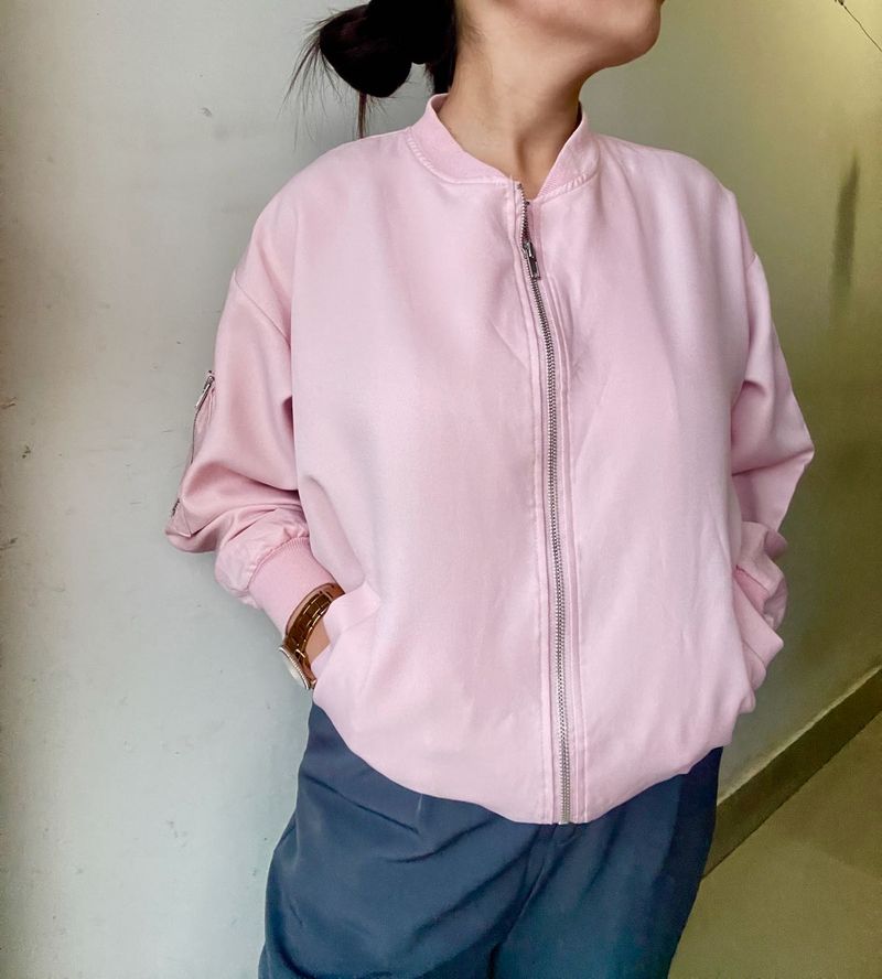 Oversized Pink Bomber Jacket