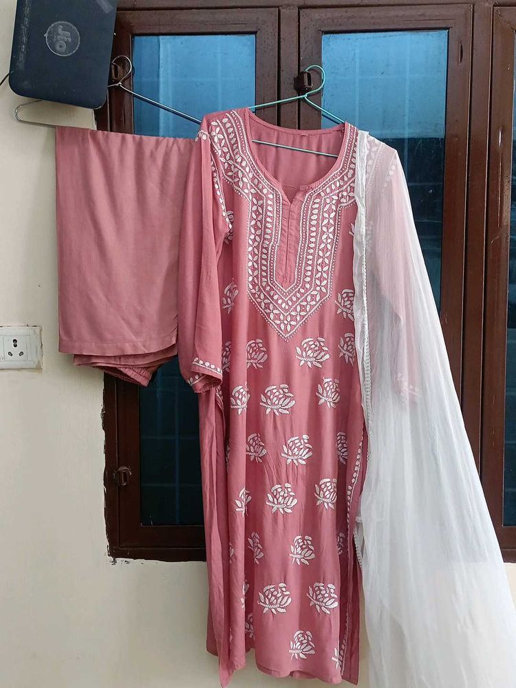 Pink Embroidered Kurta Set