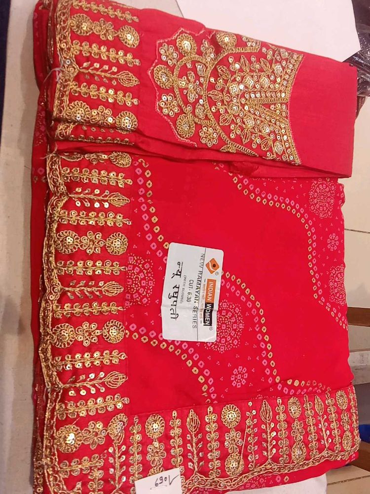 rose color Embellished Saree