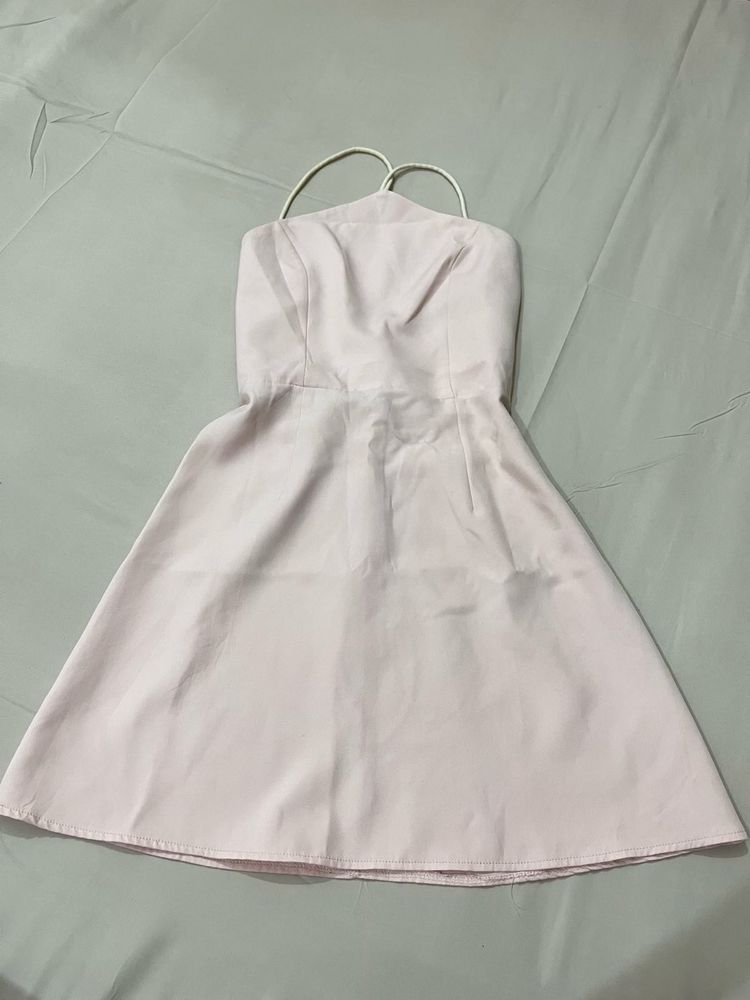 pink backless dress
