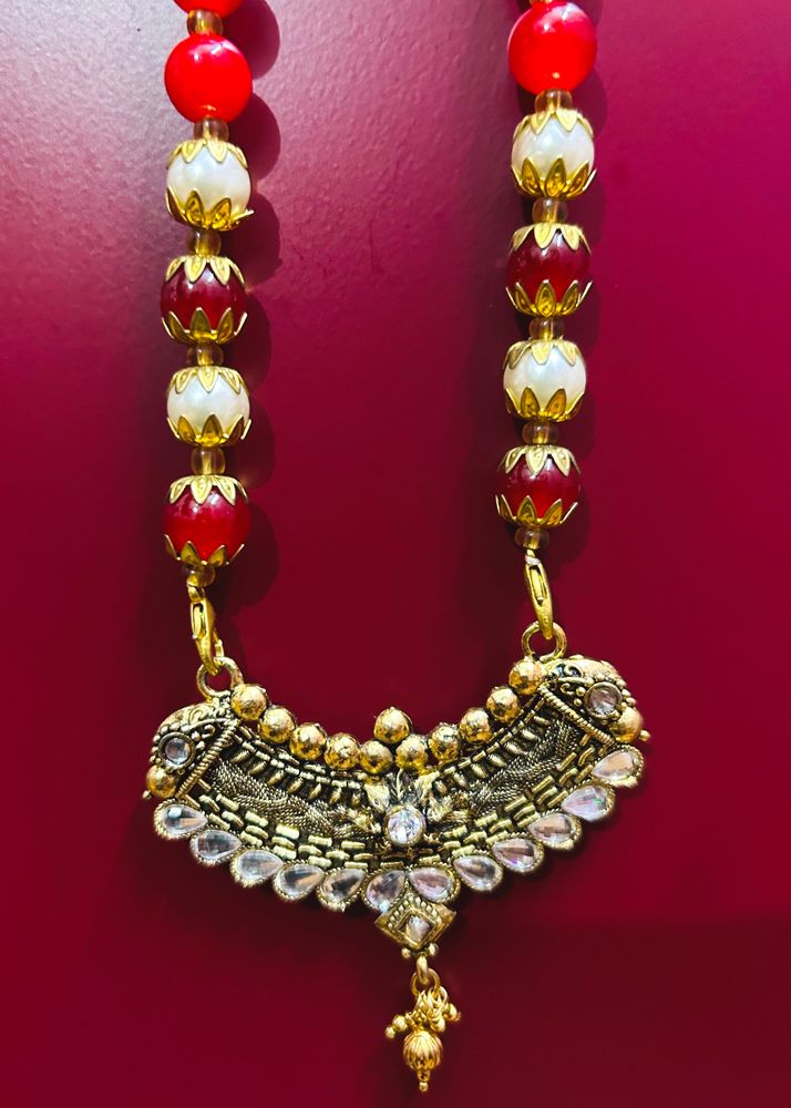 Red Pearl Traditional Necklace (N-2)