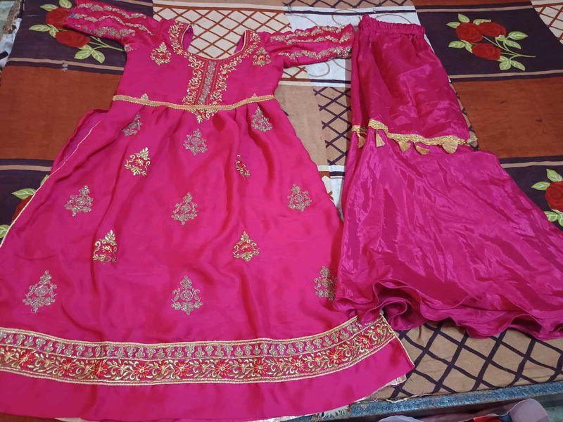 Elegant Naira Kurti Sharara Set Heavy Work