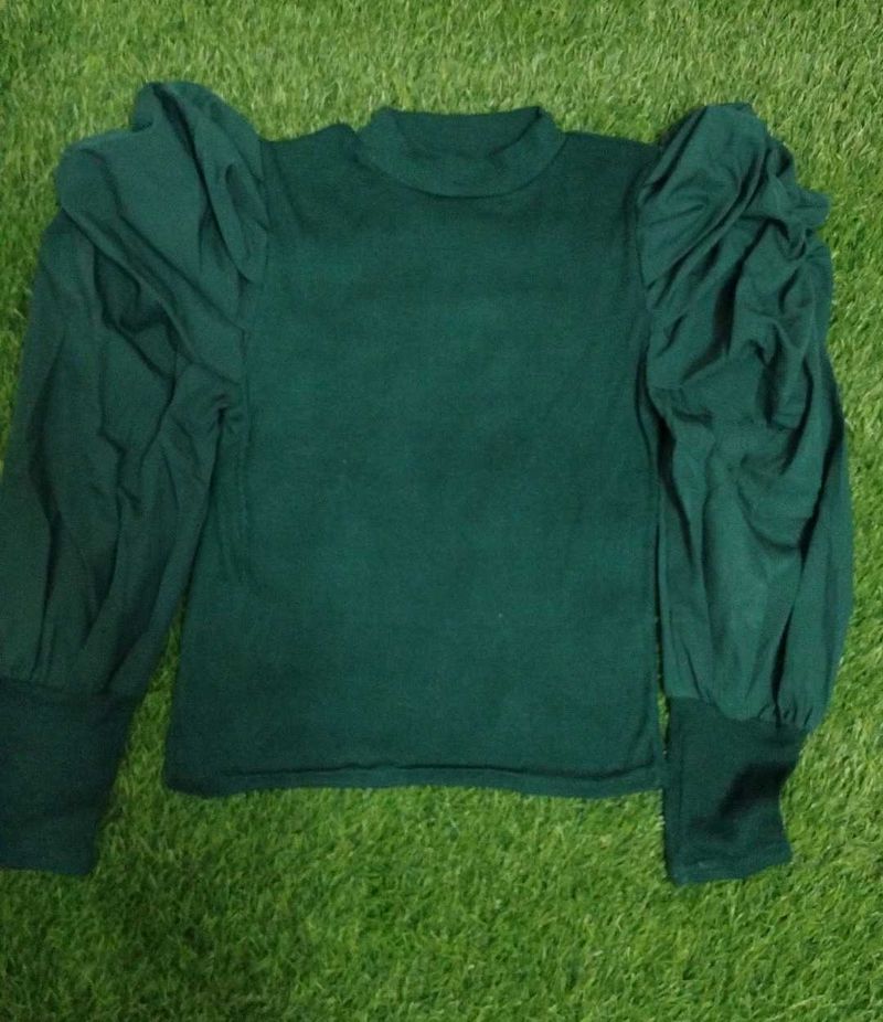 Green Puff Sleeve Top