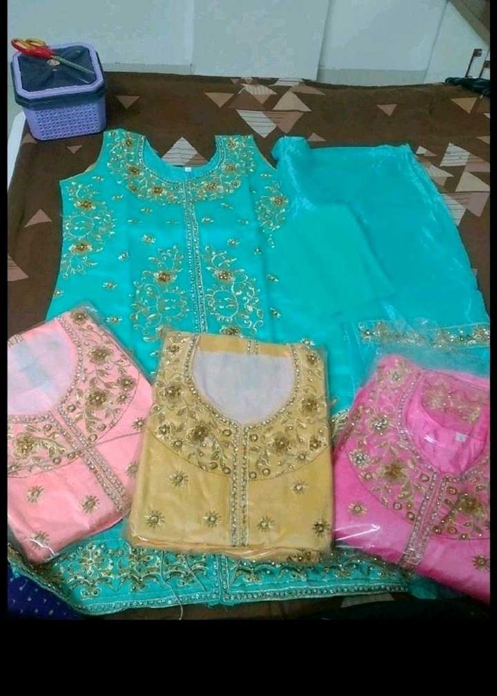 Only Pink Colour Available Kurti Set