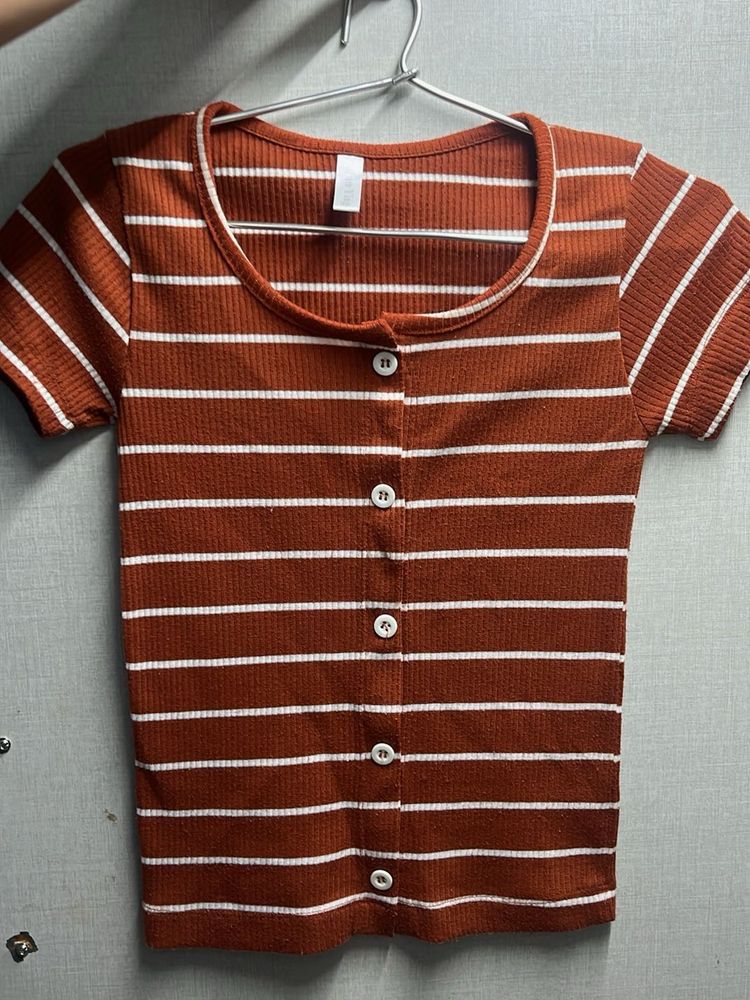 Striped Button-Down Tee