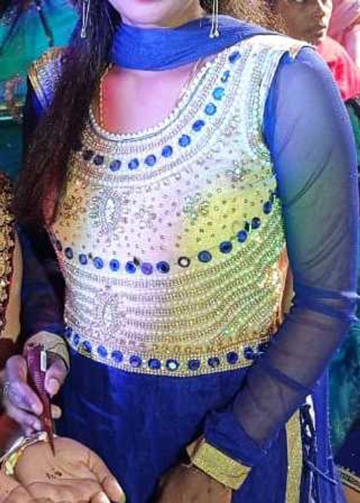 Blue Gown Suit With Dupatta