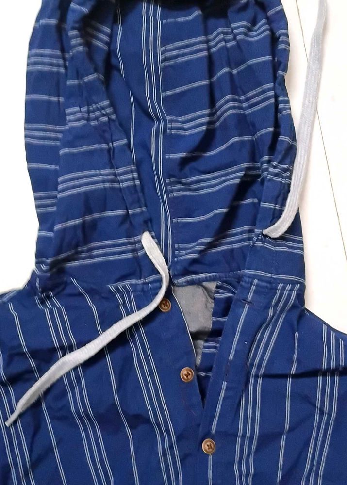 Striped Blue Hooded Shirt